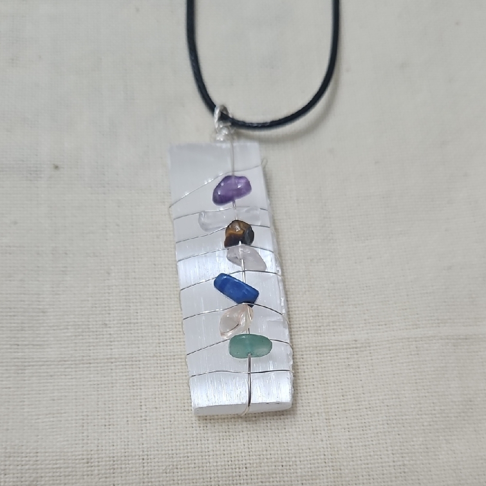 Elegant Multi- Stone Selenite Pendant Necklace
